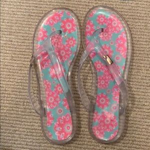 Floral flip flops